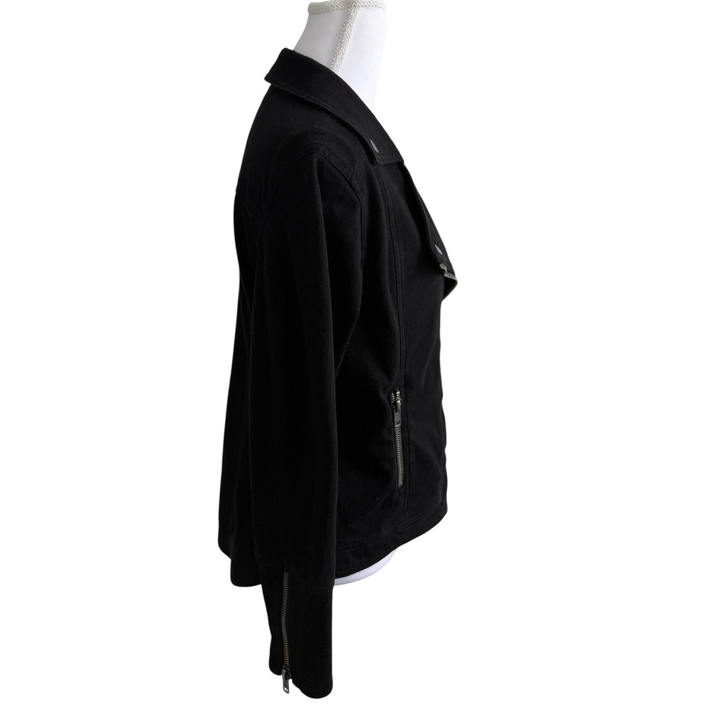 Liverpool Jeans Company Black Knit Moto Jacket Zip Pocket Women's Small - Picture 4 of 9